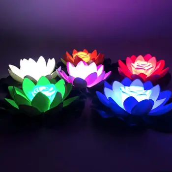 Dirbtinės Šviesos diodų (LED) Spalvingas Lotus Vandeniui Netikrą Tvenkinys Gėlės Lotus Lapų Lily Vandens Žibintų Festivalis Apdailos Šviesos Karšto