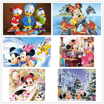 Disney 5d Diamond Tapybos priemonių rinkinį kvadratiniu Goofy Kryžiaus Mickey Ir Minnie Mouse Deimantų Meno Diamond Animacinių filmų Gyvūnų Mozaika