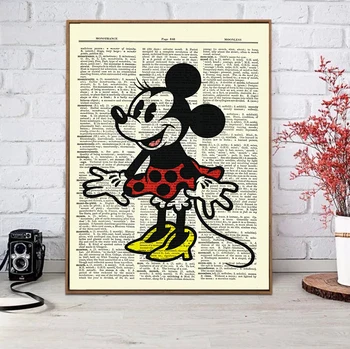 Disney Animacinių filmų, Retro Drobės Mickey Minnie Mouse Plakatų ir grafikos, Tapybos ant Drobės Sienos Menas Nuotraukas Vaikai Kambario Dekoro Cuadros