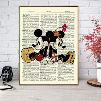 Disney Animacinių filmų, Retro Drobės Mickey Minnie Mouse Plakatų ir grafikos, Tapybos ant Drobės Sienos Menas Nuotraukas Vaikai Kambario Dekoro Cuadros