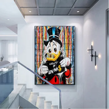 Disney Juokinga Mickey Mouse Grafiti Meno Drobė Spaudiniai Plakatas ir Spausdinimo Wall Street Art Nuotraukų, Cuadros už Kambarį Dekoro