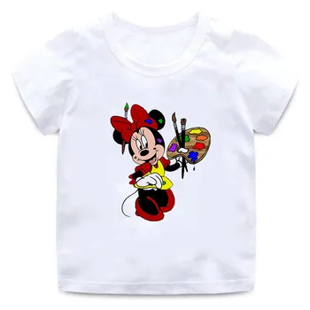 Disney Mickey Minnie T-shirt Vasaros Vaikų Berniukų Marškinėliai Kūdikių Mergaičių Tees Viršūnes Animacinių filmų Mielas trumpomis Rankovėmis Drabužius, Vaikų Drabužiai