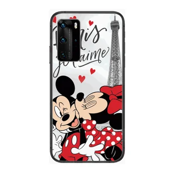 Disney Mickey Mouse Telefoną Atveju Huawei P 40 30 20 10 Lite Smart Z Pro Juodos spalvos Dėklu Coque Tapybos Hoesjes komiksų mada