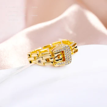 Dizainas Jausti Diržo Sagtis Grandinės Formos Aukso Reguliuojamas Žiedai Moteris Korėjos Bižuterijos Šalies Mergina Pirštu Prabanga Nustatyti Žiedai