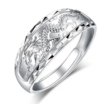Dizaineris originalus naujas sidabro inkrustacijos atidarymo reguliuojamas žiedo vyrų ir moterų drakonas ir feniksas klasikinis tendencija papuošalai