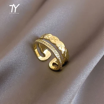 Dizaino Prasme Dvigubai Šakutės Aukso Atidarymo Žiedai Moteris 2021 Gotų Papuošalų korėjos Mada Aksesuarai Šalies Mergina Seksuali Žiedai