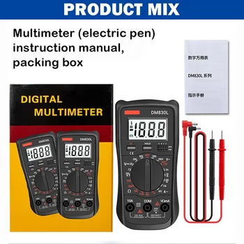 DM830L Skaitmeninis Multimetras Metrų Testeriai 1999 Skaičiuoti Elektros tiekimo sutrikimai ar Tranzistorių Talpą, DC/AC Multimetro Su LCD Apšvietimas