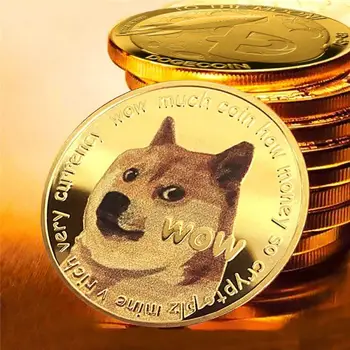 Doge Monetas Aukso Dogecoin Progines Monetas Kawaii Šuo Shiba Inu Žinomas Šypsenėlių Surinkimo Atminimo Suaugusių Vaikų Žaislas