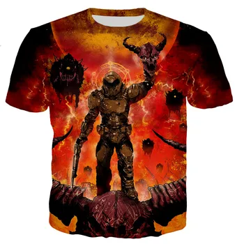 Doom T-marškinėliai Vyrams, Moterims Vasaros Mados Žaidimas 3D Spausdinti marškinėliai Harajuku Stilius Atsitiktinis Marškinėlius Streetwear Negabaritinių Tee Viršūnės