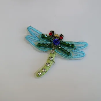 Dragonfly kalnų krištolas zawalcowany lopai Drabužių drugelis parches Siūti Blizgančiais Aplikacijos dekoratyvinis parches bordados para