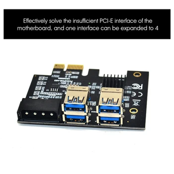 Dual Sluoksnių, 4 Uostų PCIE Riser Adapteris Valdybos PCI-E nuo 1 iki 4 Riser Card USB 3.0