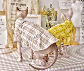 DUOMASUMI Sfinksų kačių marškinėliai vasaros plonas beplaukiai katė suknelė trumpų kojų katė drabužius sfinksų kačių drabužių komplektus naminių kačių drabužiai.