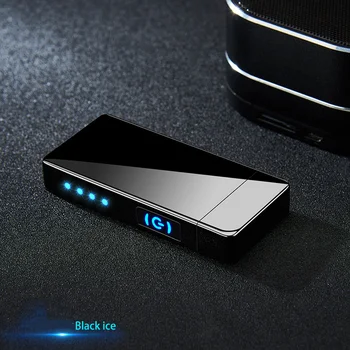 Dvigubo Kampo USB Elektros Lanko Lengvesni LED Baterija Ekranas Cigarečių Degiklio Vyrų Dovana