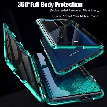 Dvipusis Stiklo Magnetinės Metalo Case For Samsung Galaxy S10 Plius 5G S10E S8 S9 Telefono dėklas, Skirtas Samsung Note 10 9 8 A50 A70 Atveju