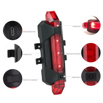Dviračių Žibintai Įkraunamas USB LED Dviratį Dviračiu Uodega Raudona Šviesa Dviračių Atgal Multi LED Spalva MUMS Dviračių Priedų