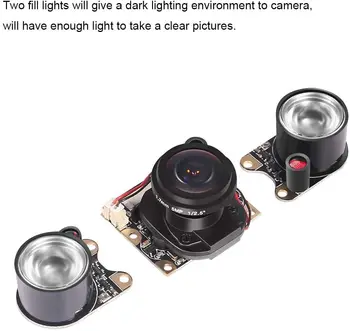 Dėl Aviečių Pi 4 B vaizdo Kamera Plataus Kampo 175 Laipsnių Naktinio Matymo Modulis 5MP OV5647 Vaizdo Kamera, Built - in IR-Cut Automatiškai