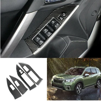 Dėl Subaru Forester Automobilių 2013-2018 m. Nekilnojamojo Anglies Pluošto, Durų, Langų Pakėlimo Mygtuką Perjungti Padengti Apdailos Rėmas Priedai