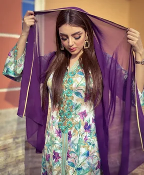 Eid Mubarakas Gobtuvu Abaja Dubajus Suknelės Moterims Musulmonų Ramadano Jalabiya Suknelė Maroko Kaftan Omanas arabų Islamo Drabužių Caftan