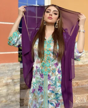Eid Mubarakas Gobtuvu Abaja Dubajus Suknelės Moterims Musulmonų Ramadano Jalabiya Suknelė Maroko Kaftan Omanas arabų Islamo Drabužių Caftan