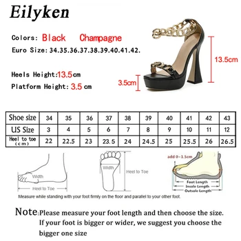 Eilyken 2021 Naujas Vasaros Sexy Sandalai Open Toe Platforma Storio Aukštakulnius Moteris Batai Romos Grandinė, Sagtis, Dirželis Suknelė, Aukštakulniai Sandalai
