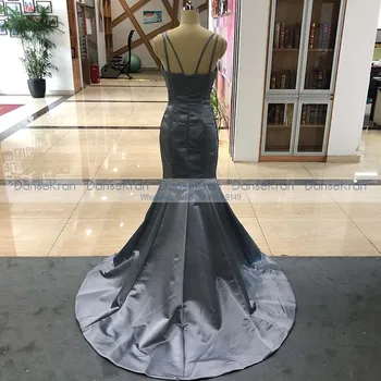 Elegantiškas V-kaklo, Pilka Undinė Prom Dresses 2021 Spagečiai Dirželiai Satino Maxi Vakaro Suknelės Ilgai Oficialią Chalatai chalatai de soirée