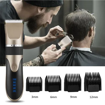 Elektriniai Plaukų Clipper Vyrų Įkraunamas LED Maitinimo Ekranas Plaukų Žoliapjovės Profesionalus Kirpėjas Belaidžius Plaukų Pjovimo Staklės Rinkinys