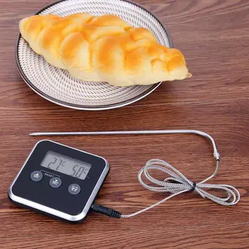 Elektroninis LCD Digital Maisto Termometras, kepsnių ant grotelių Mėsos Zondas Temperatūros Signalizacija, Virtuvė ir Kepimo Laikmatis Orkaitės Temperatūros Indikatorius Įspėjimo