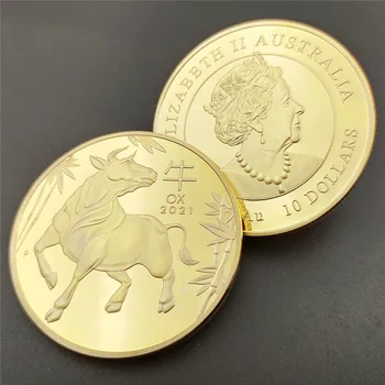 Elizabeth II DEI GRA REGINA FID DEF Australija JAUTIS Monetos 2021 Metais JAUTIS Progines Monetas Aukso ir Sidabro Padengtą Specie