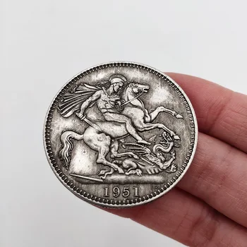 Elizabeth Monetos didžiosios Britanijos Karalienė 1951 M. Arklys, Kardas Ir riteris Progines Monetas Namų Puošybai Kolekcijos Moneta Amatų Dovana