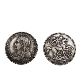 Elizabeth Monetos didžiosios Britanijos Karalienė 1951 M. Arklys, Kardas Ir riteris Progines Monetas Namų Puošybai Kolekcijos Moneta Amatų Dovana