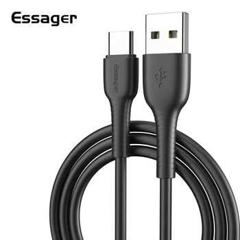 Essager USB Kabelis Samsung S20 10 Pastaba 3A Priedai Greito Įkrovimo C Tipo Kabelis PVC Greitai Įkrauti Mobiliojo Telefono Kabeliai