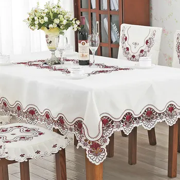 Europoje prabangių siuvinėta staltiesė stalo valgomasis stalas padengti staltiesė vestuvių 213 Raudona gėlė, kėdė padengti namų tekstilės