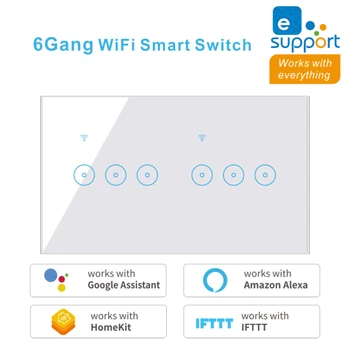 EWelink WiFi Smart Nuotolinio valdymo Jungiklis 4CH/5CH/6CH WIFI Smart Home Perjunkite Wi-fi Smart LED Touch Šviesos Jungiklis Alexa 