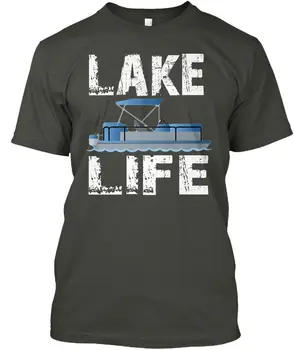 Ežeras Gyvenimo Pontooning Pontonas Valtis - Populiarus Tagless Tee T-ShirtPrint marškinėliai Vyrams