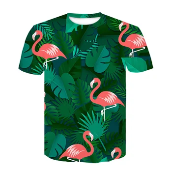 Flamingo Print T Shirt Vyrai Moterys Vasarą trumpomis Rankovėmis Havajų Paplūdimyje Tshirts 3d Gėlių Tee Marškinėliai Homme Mens Camisetas Hombre