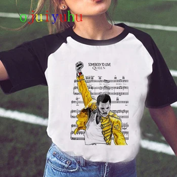 Freddie Mercury Marškinėliai Moterims Karalienės Vasaros Juokinga Tee Derliaus Ulzzang Marškinėlius Gotikos Moterų Drabužiai marškinėliai Atsitiktinis 90s Femme