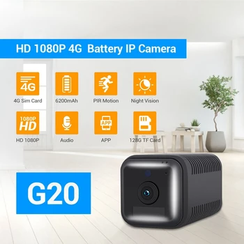 G20 1080P Full HD Įkrovimo Baterija (akumuliatorius PIR Signalizacijos 4G Sim Fotoaparatą su Dviem Būdu, o Juoda
