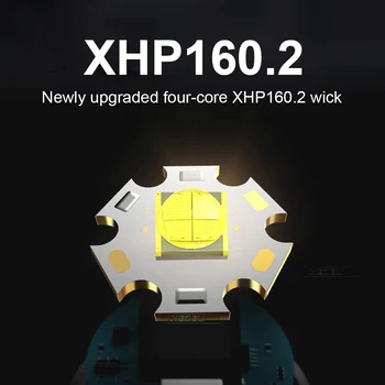 Galingas XHP160.2 LED Žibintuvėlis Taktinis USB Flash Šviesos, Ryškus Didelis Diapazonas Žibintuvėlis atsparus Vandeniui Medžioklės vertus lempos XHP70 led Žibintų