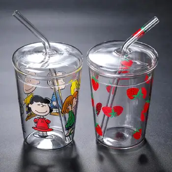 Gamintojas didmeninės stiklo šiaudų, padengti stiklo sulčių puodelio kavos puodelio vidaus vandens puodelis su modelio taurė