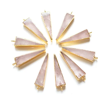Gamtos Rose kristalų trikampis pakabukas su aukso electroplated kraštai, skirti karoliai