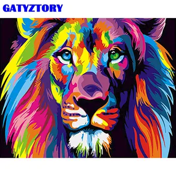 GATYZTORY Spalvinga Liūtas Gyvūnų Tapybos Numeriai Rankomis Dažyti 