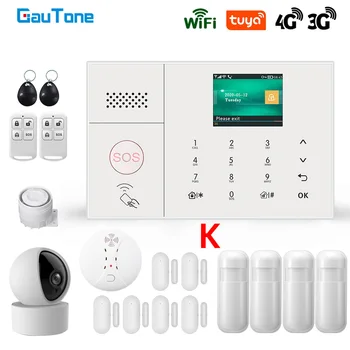 GauTone 3G 4G Belaidžių Signalizacijos Sistema, WiFi, Namų Apsaugos Sistema Su IP Kamera Dūmų Detektoriaus Paramos Alexa Tuya Smart Gyvenimo