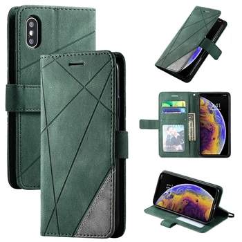 Geometrinis Odos Flip Case For iPhone 11 Pro X XS XR Max 6 6S 7 8 Plus SE 2020 Padengti Atvejais Piniginės Kortelės Turėtojas Pinigų laiko Tarpsnių Krepšiai