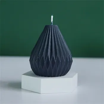 Geometrinės Linijos Origami Kriaušės Formos Dizainas Žvakė Silikono Formos Dryžuotas Kūgio formos Žvakė 