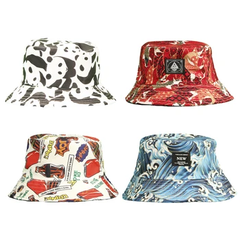 Geriausiai parduodamų panda print žvejys skrybėlės moterų banglentininkas alaus žuvų dizainas dukart susidūrė su kovos skrybėlės vyrų vasaros lauko saulės skrybėlės