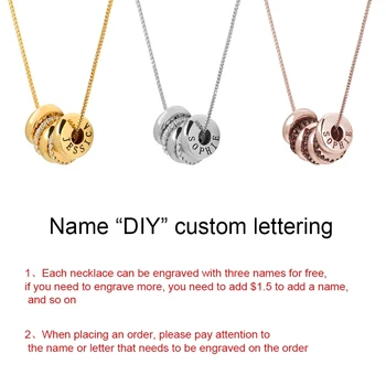 Gosun Fashion Custom Necklace Engravable Name Chain With Ring For Women Family Name Digital Pattern DIY Pendant Necklaces Gifts