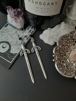 Gotikos kardai black crystal auskarai Witchy warior pagan, viking alternatyvių viduramžių mados klasikinio moteris dovaną 2020 naujas