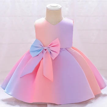 Gradiento Spalvos Baby Girl Dress 1 Metų Gimtadienio Mergaitė Šalis Vestuvių Suknelė Tutu Krikštynos Princesė Suknelė Mergaitėms Vasaros Suknelės