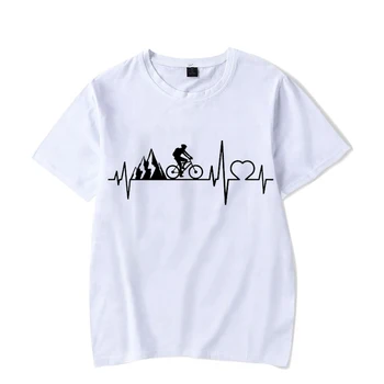 Grafinis Tees Viršūnes Animacinių Filmų Kalnų Dviračių Širdies Dviračiais Spausdinti Tshirts Moterų Juokingi Marškinėliai Black Viršūnes Camisetas Mujer T-Shirt