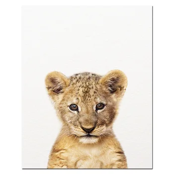 Gražių Šiaurės Kūdikių Gyvūnų Drobės Plakatas Liūtas, Tigras Sienos Menas Spausdinti Šiuolaikinės Tapybos Darželio Vaikas Miegamojo Puošmena Nuotrauką